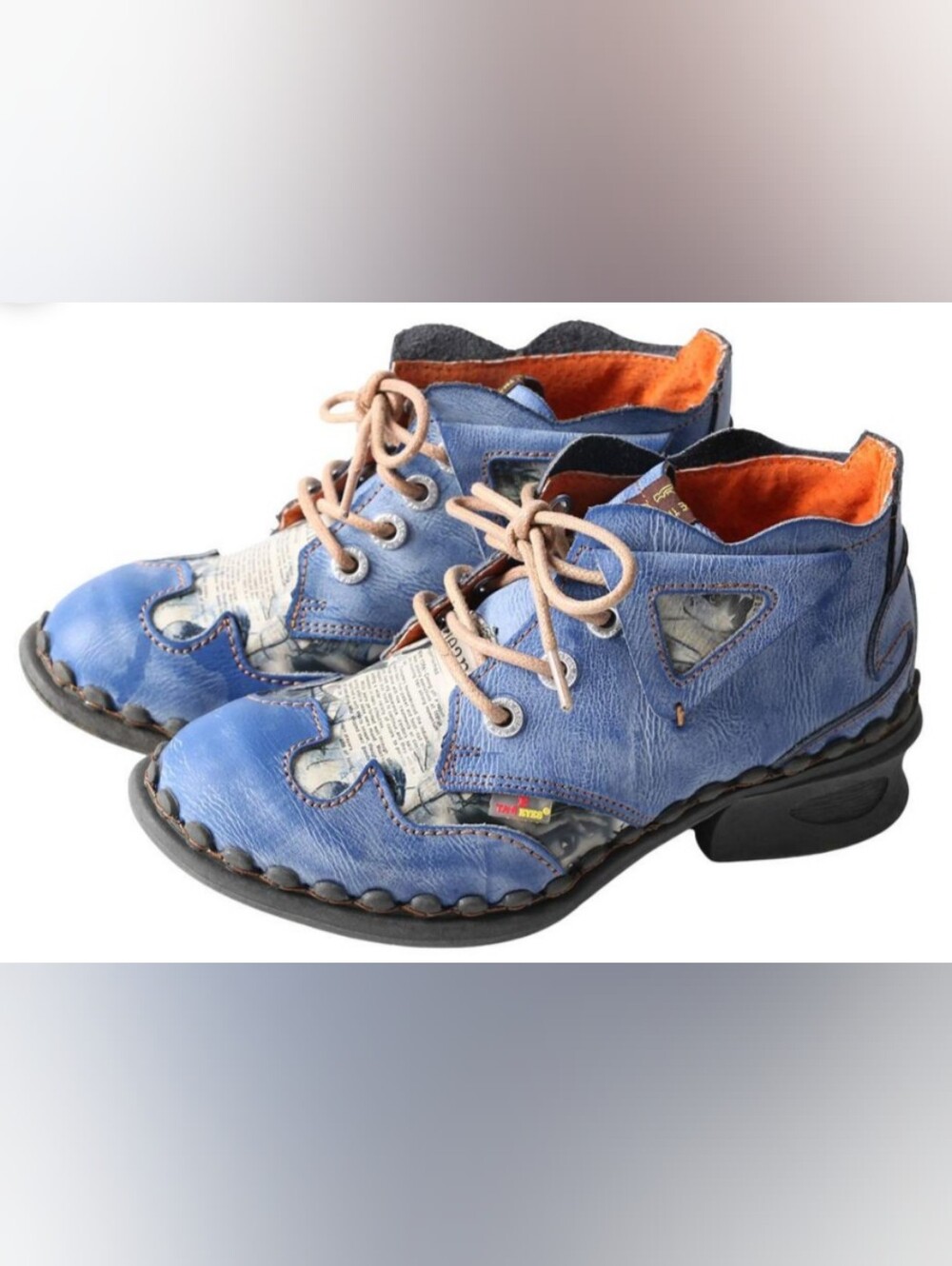 TMA Eyes Women's Floral Leather Puzzle Piece Ankle Boot 6